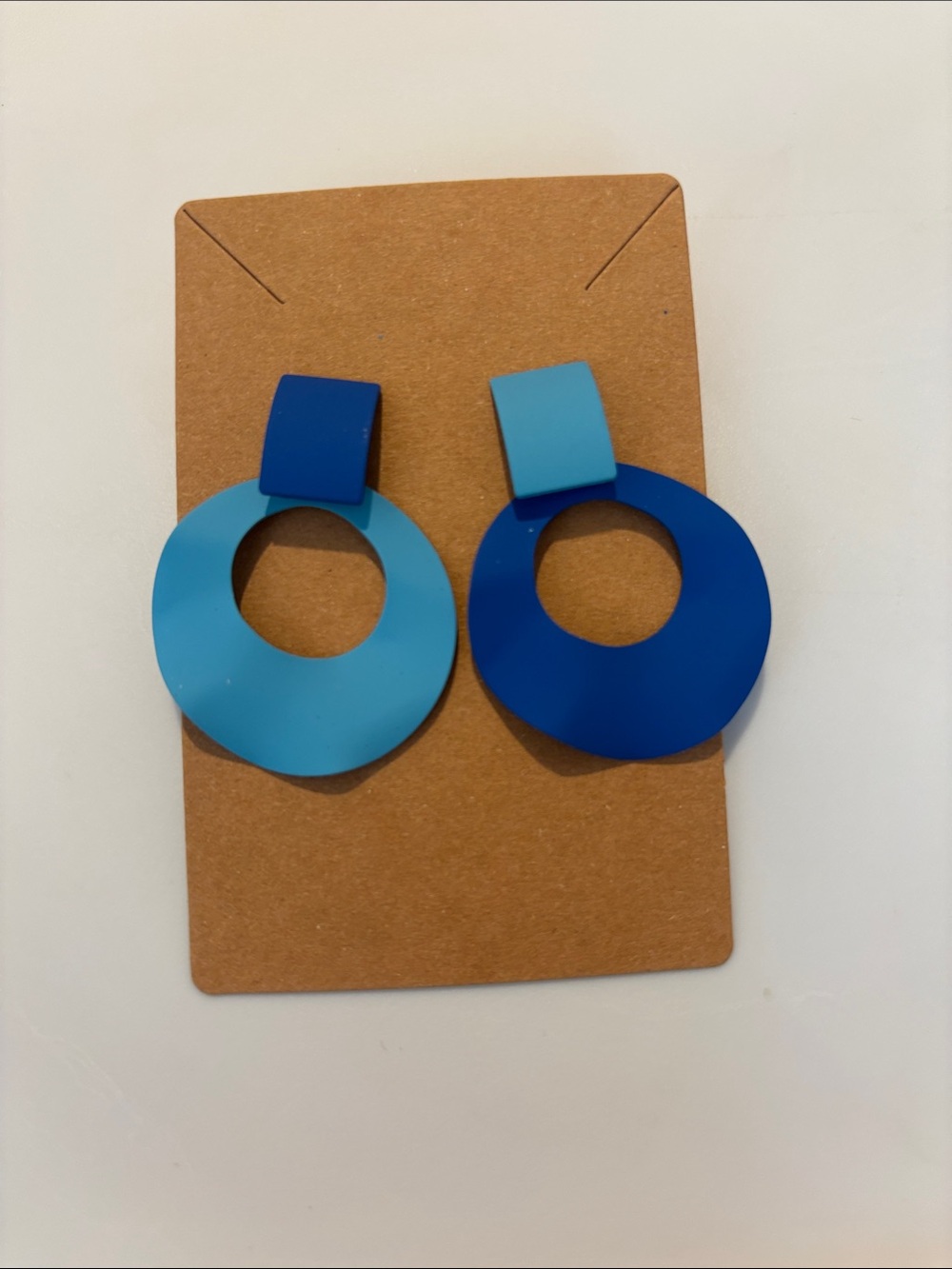 Fashion Jewelry Blue Two-Tone Hoop Drop Earrings